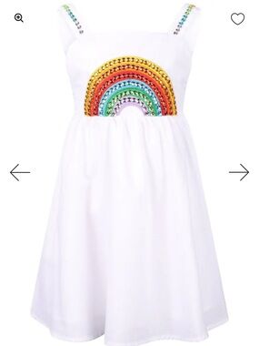 Lola and The Boys Crystal Rainbow Sundress White size 6 girls NWOT